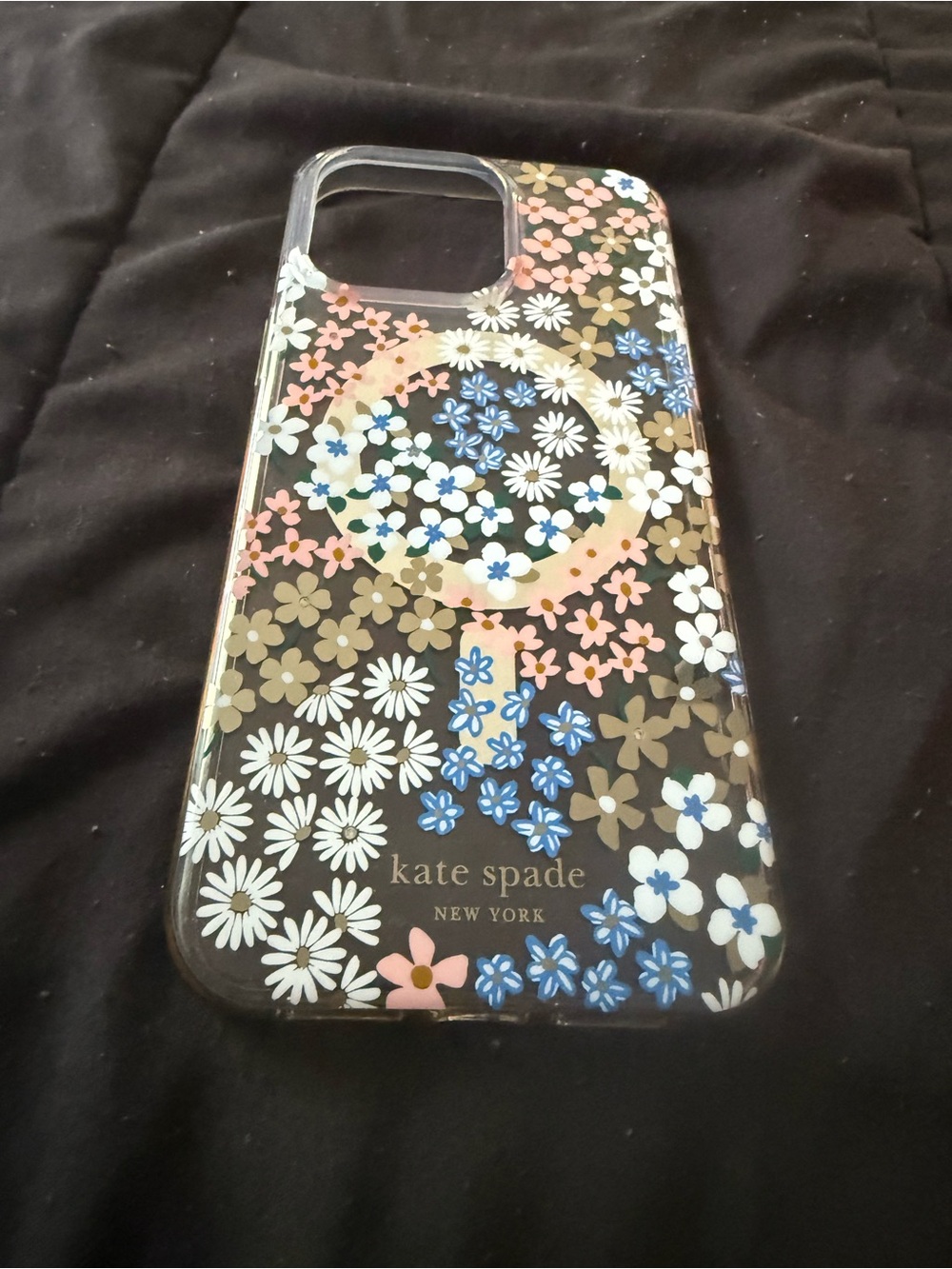 kate spade Clear Floral Phone Case with White, Blue, Pink & Gold Accents